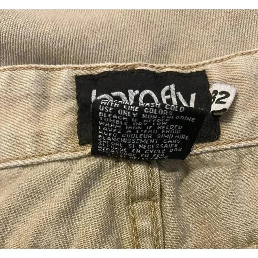 Born‎ Fly Distressed Patchwork Jeans Khaki Tan Size 32x30.5 Skinny - Picture 8 of 8